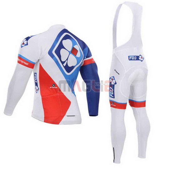 Maglia FDJ manica lunga 2015 bianco e blu