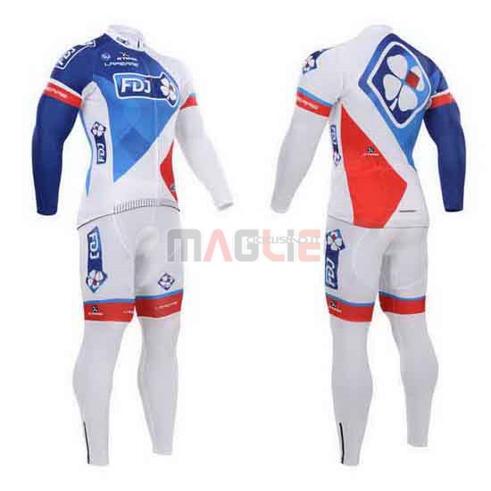 Maglia FDJ manica lunga 2015 bianco e blu