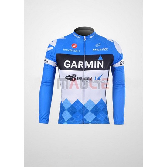 Maglia Garmin manica lunga 2012 bianco e celeste