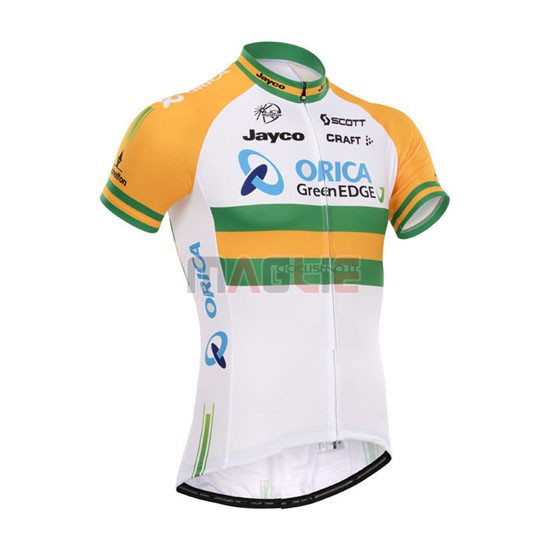 Maglia GreenEDGE manica corta 2014 bianco e giallo - Clicca l'immagine per chiudere