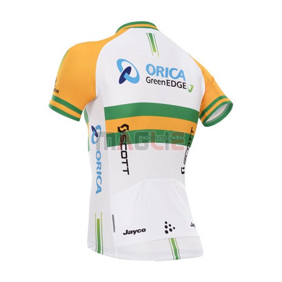 Maglia GreenEDGE manica corta 2014 bianco e giallo