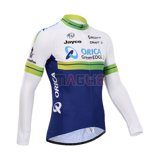 Maglia GreenEDGE manica lunga 2014 bianco e blu - Clicca l'immagine per chiudere