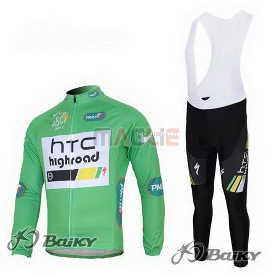 Maglia HTC Highroad manica lunga 2011 verde e bianco