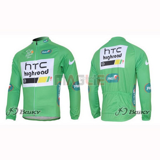 Maglia HTC Highroad manica lunga 2011 verde e bianco