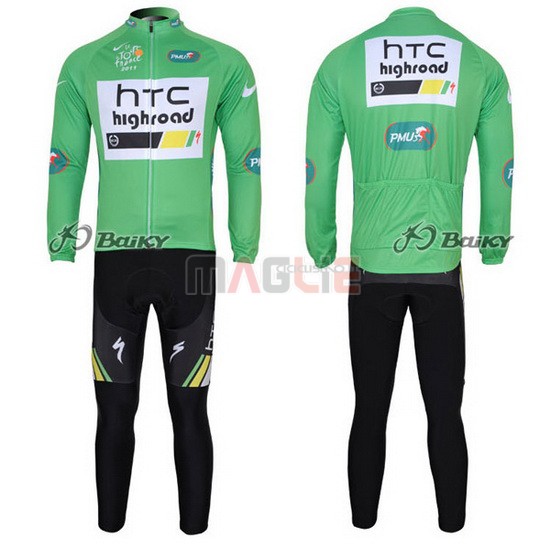 Maglia HTC Highroad manica lunga 2011 verde e bianco