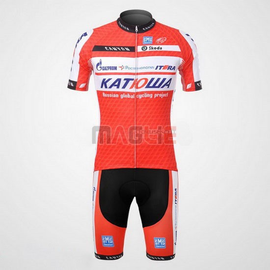 Maglia Katusha manica corta 2012 bianco e arancione