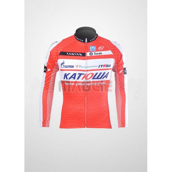 Maglia Katusha manica lunga 2012 bianco e arancione