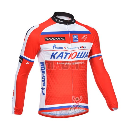 Maglia Katusha manica lunga 2013 bianco e rosso