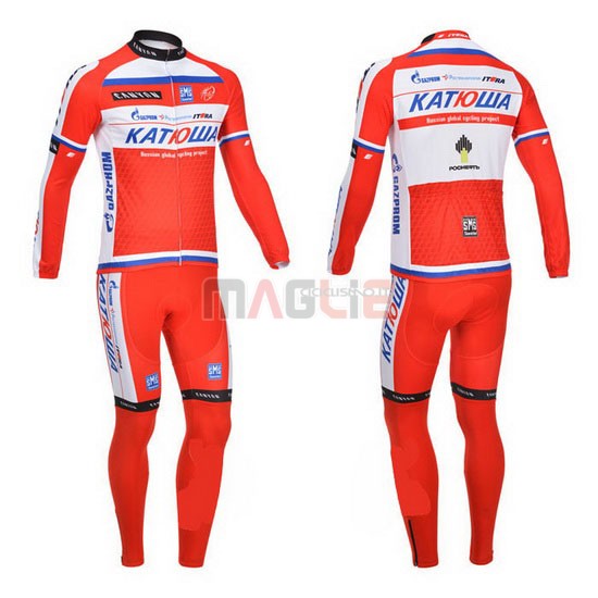 Maglia Katusha manica lunga 2013 bianco e rosso