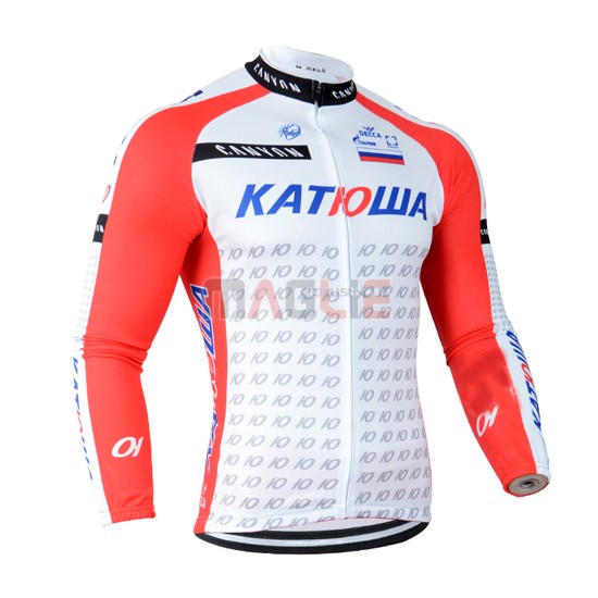 Maglia Katusha manica lunga 2014 bianco e rosso