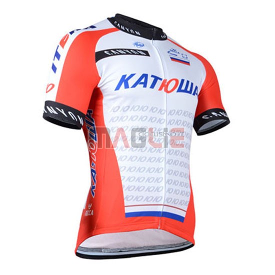 Maglia Katusha manica corta 2015 arancione e bianco