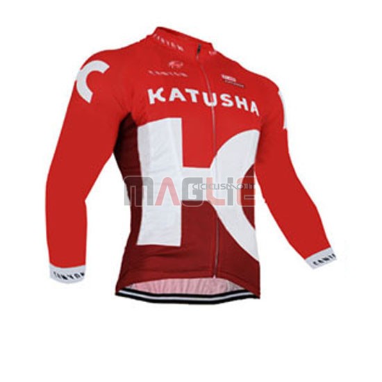 Maglia Katusha manica lunga 2016 bianco e rosso