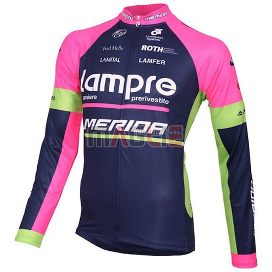 Maglia Lampre manica lunga 2016 blu e fuxia