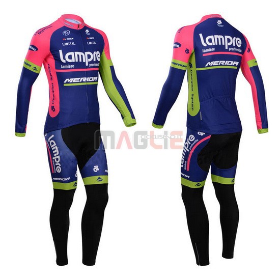 Maglia Lampre manica lunga 2014 rosa e blu