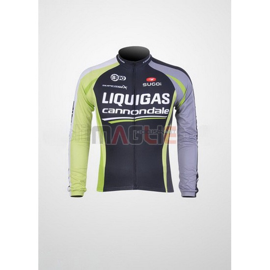 Maglia Liquigas manica lunga 2011 nero e verde