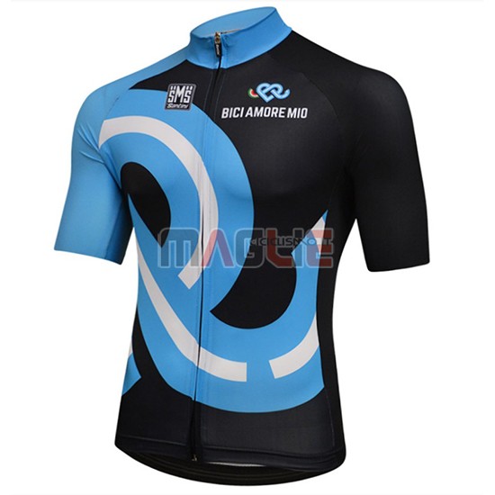 2018 Maglia Bici Amore Mio Manica Corta Nero e Blu