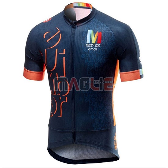 Maglia Castelli Maratona Dles Dolomites-Enel Manica Corta 2018 Blu Arancione