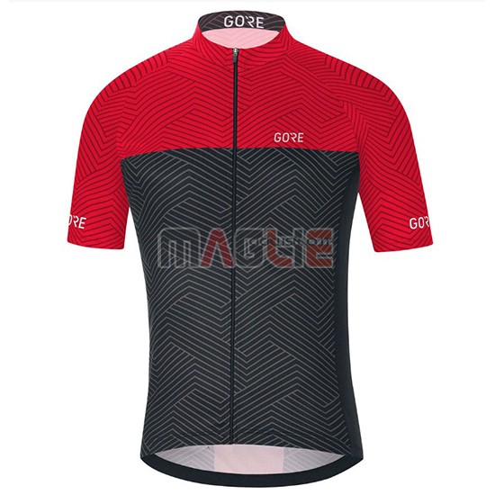 2018 Maglia Gore C3 Optiline Manica Corta Rosso e Nero