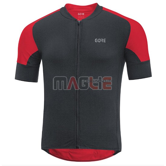 2018 Maglia Gore C7 CC Manica Corta Nero e Rosso