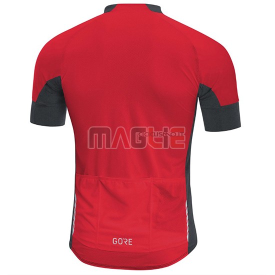 2018 Maglia Gore C7 CC Manica Corta Nero e Rosso