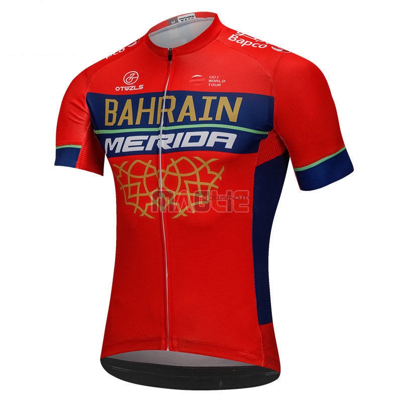 Maglia Bahrain Merida Manica Corta 2018 Rosso