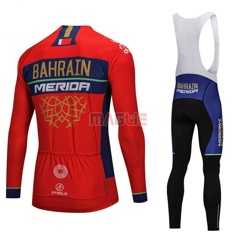 Maglia Bahrain Merida Manica Lunga 2018 Rosso