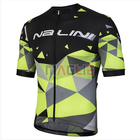 2018 Maglia Nalini Ahs Discesa Manica Corta Nero e Verde