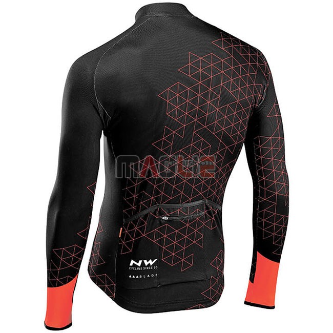 Maglia Northwave Manica Lunga Rosso Nero