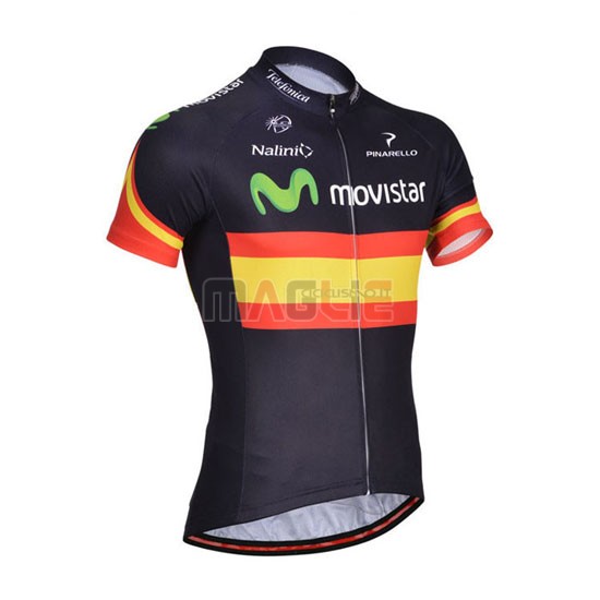 Maglia Movistar manica corta 2014 nero e giallo