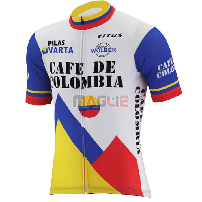 Maglia Colombia Manica Corta 2021 Bianco Blu - Clicca l'immagine per chiudere