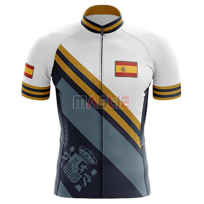 Maglia Campione Spagna Manica Corta 2020 Azzurro Giallo