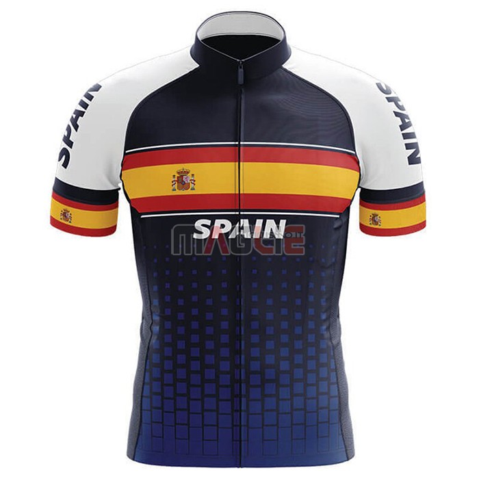 Maglia Campione Spagna Manica Corta 2020 Blu Giallo