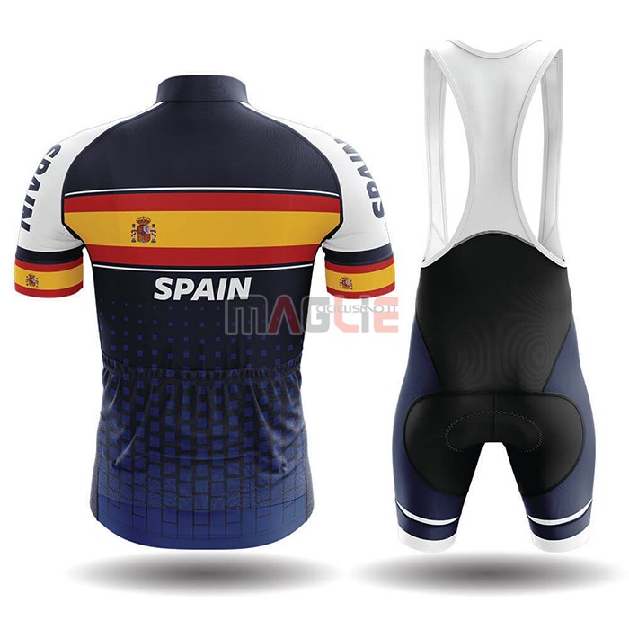 Maglia Campione Spagna Manica Corta 2020 Blu Giallo