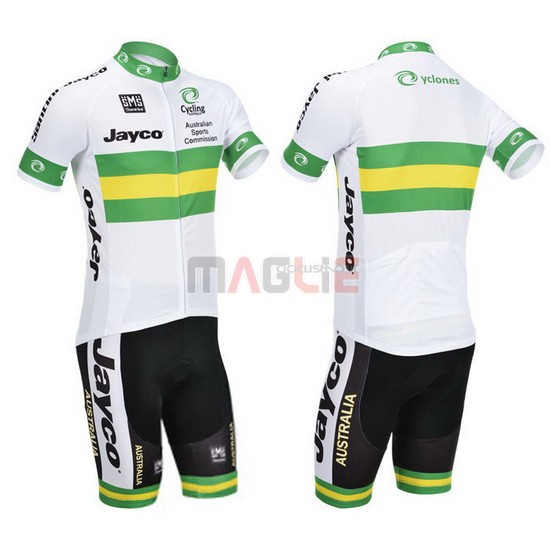 Maglia Jayco Australia manica corta 2013 bianco e verde