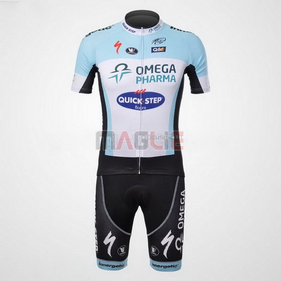 Maglia Quick Step manica corta 2012 azzurro e bianco