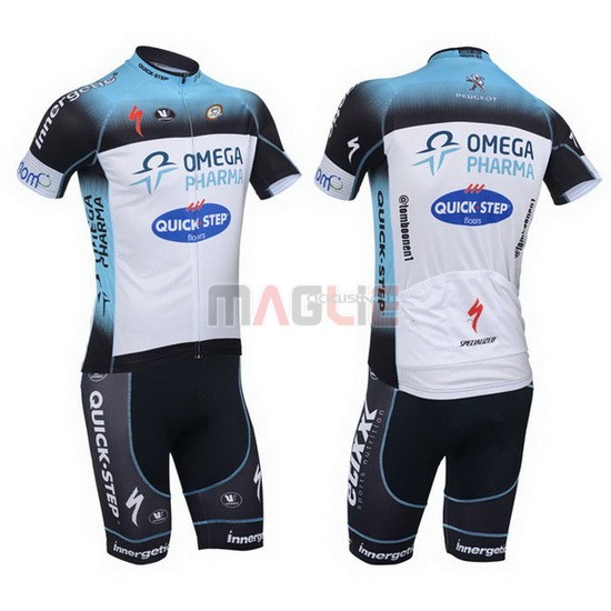 Maglia Quick Step manica corta 2013 celeste e bianco