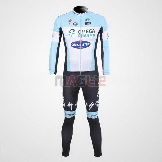 Maglia Quick Step manica lunga 2012 azzurro e bianco