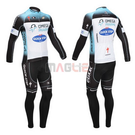 Maglia Quick Step manica lunga 2013 celeste e bianco