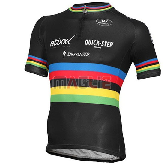 Maglia Quick Step manica corta 2016 rosso e nero