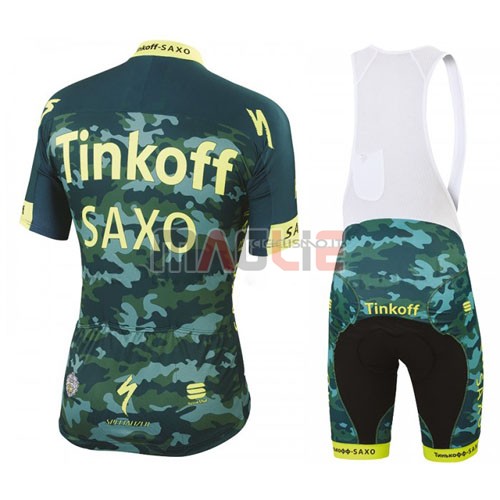 Maglia Saxo Bank manica corta 2016 giallo e verde