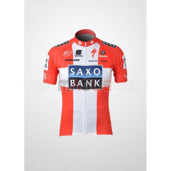 Maglia SaxoBank manica corta 2010 rosa e bianco