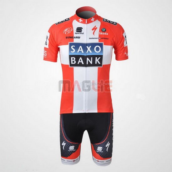 Maglia SaxoBank manica corta 2010 rosa e bianco