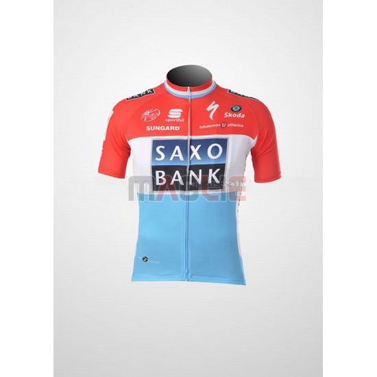 Maglia SaxoBank manica corta 2010 rosso e celeste