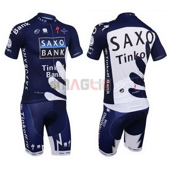 Maglia SaxoBank manica corta 2013 blu e bianco