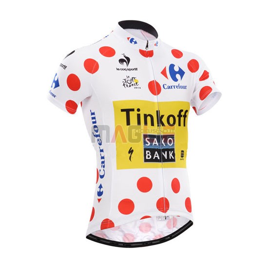 Maglia SaxoBank manica corta 2014 bianco e rosso