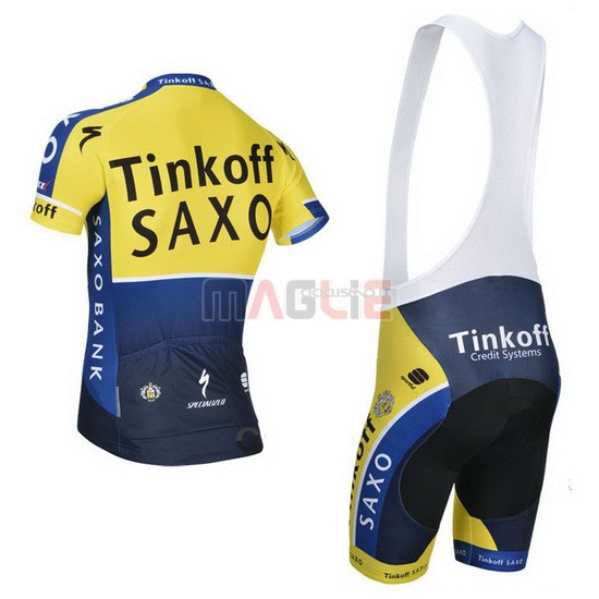 Maglia SaxoBank manica corta 2014 blu e giallo