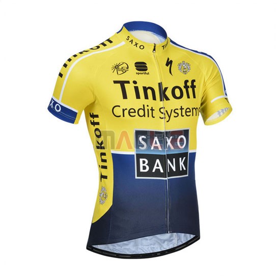 Maglia SaxoBank manica corta 2014 blu e giallo