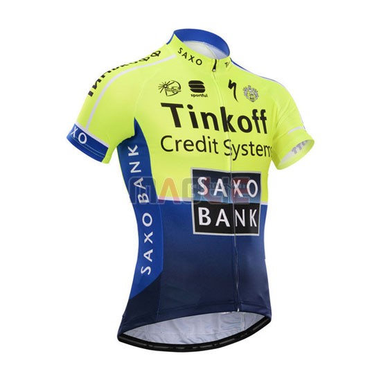 Maglia SaxoBank manica corta 2014 blu e verde