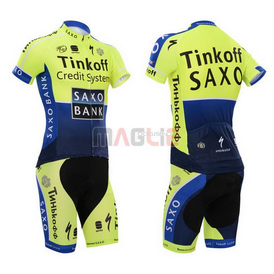 Maglia SaxoBank manica corta 2014 blu e verde