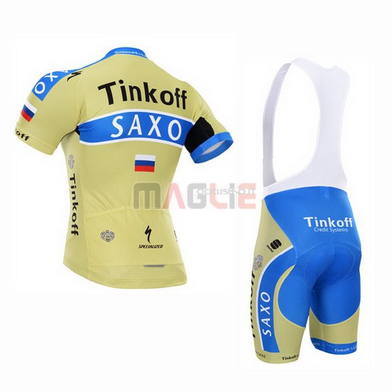 Maglia SaxoBank manica corta 2015 celeste e giallo